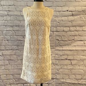 LOFT ivory crochet shift dress
